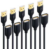 Usb Extension Cable, 10 Ft [5Pack] Extra Long Type A Male To Female Usb 2.0 Extender Cord Usb A Charging & Data Transfer For Keyboard, Mouse, Printer, Flash Drive, Phone, Led Lights-Black