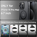 for iPhone 15 Pro Max case Fits MagSafe 10FT Drop Resistant Matte Skin Feeling Shockproof Back Cover Fits iPhone