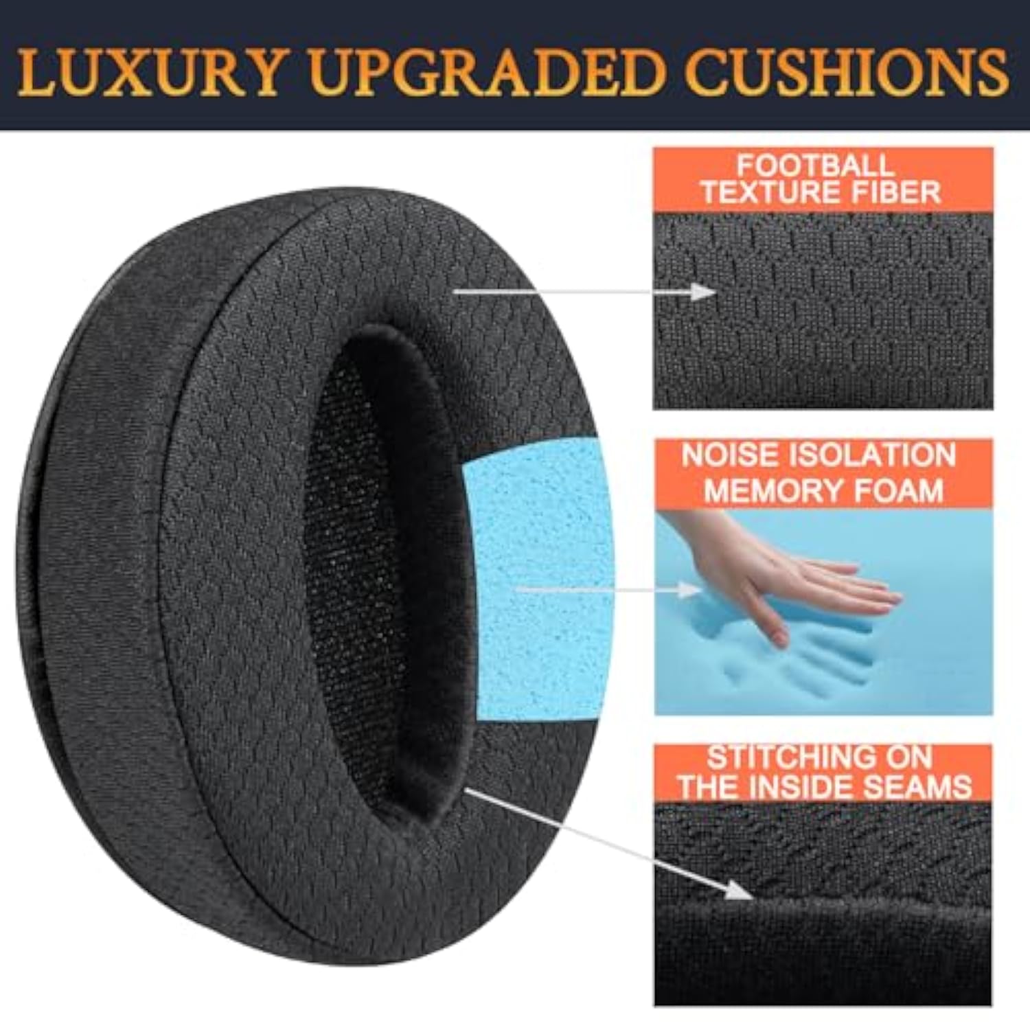 Mesh Fabric Earpads Replacement For Sennheiser Hd 4.50Bt, Hd 4.50Btnc, Hd 4.50Se, Hd 4.40Bt, Hd 4.30G, Hd 4.20S, Hd 458Bt, Hd 450, Hd 450Bt, Hd 400S, Hd 350Bt, Ear Pads Cushions - Black