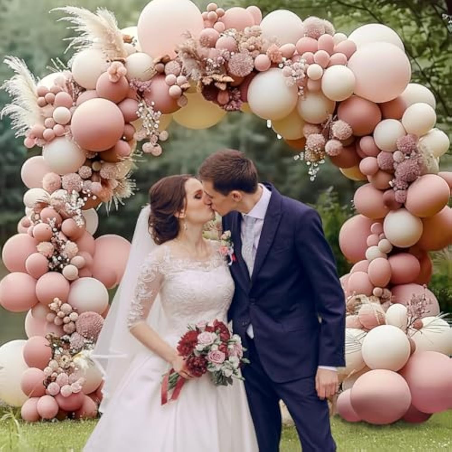 Dusty Pink Balloon Arch Kit With Mauve & Blush Balloons For Boho Wedding & Party Decorations