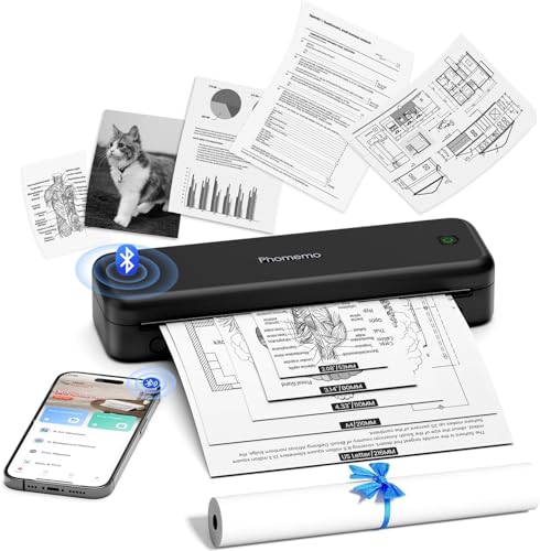 M834 Portable Printer, Wireless Bluetooth Thermal Printer, Support 8.5" X 11" And A4 Szie Thermal Paper, Compatible With Ios, Android & Pc, Mobile Printers For Travel, Office, School, Pink
