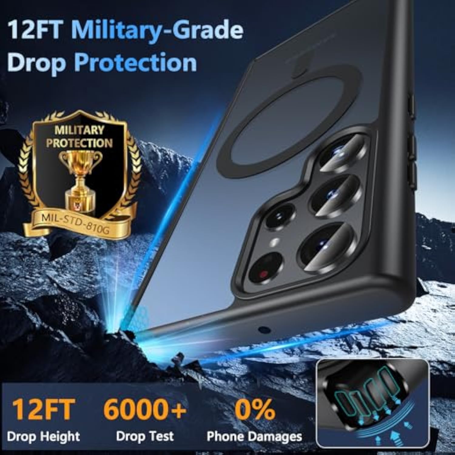 Case For Samsung Galaxy S22 Ultra, S22 Ultra Case Magnetic Compatible With Magsafe, Military-Grade Protection Phone Case Translucent Matte Cover Rugged Shockproof For Samsung S22 Ultra