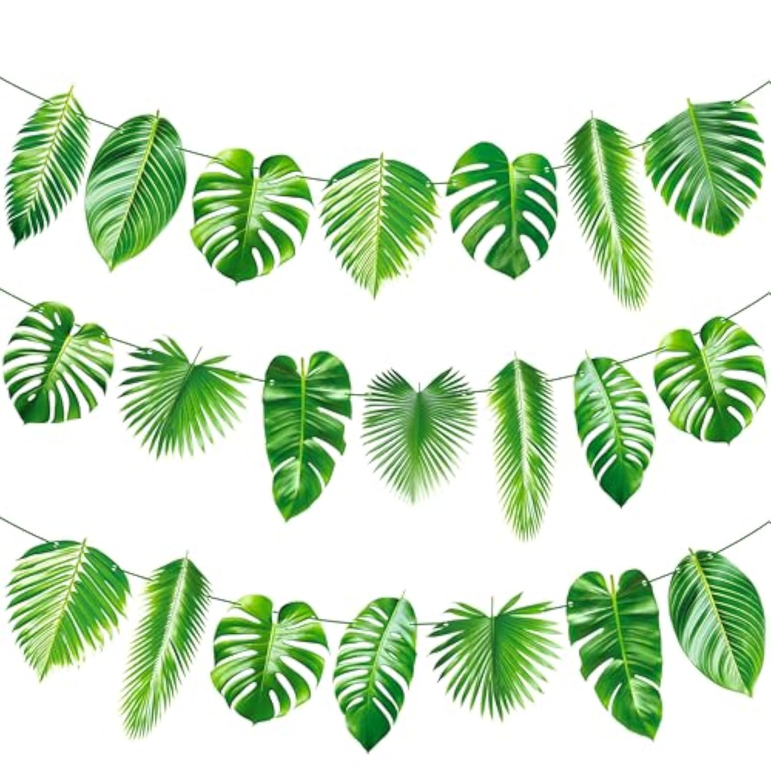 Tropical Party Banners Decorations Palm Leaf Garlands Green Hawaiian Luau Party Decorations Green Leaves Theme Banners For Summer Jungle Theme Party Baby Shower Supplies