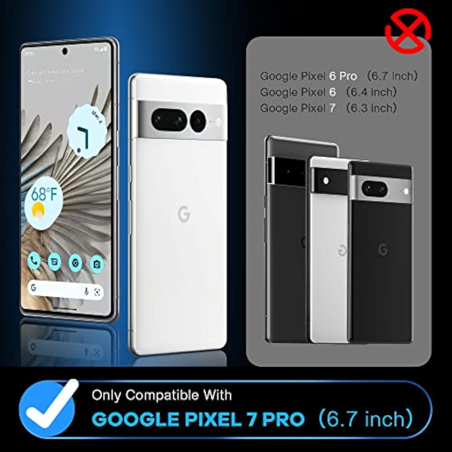Fangtian 3-Pack 3D Curved Tempered Glass Screen Protector for Pixel 7 Pro 6.7"