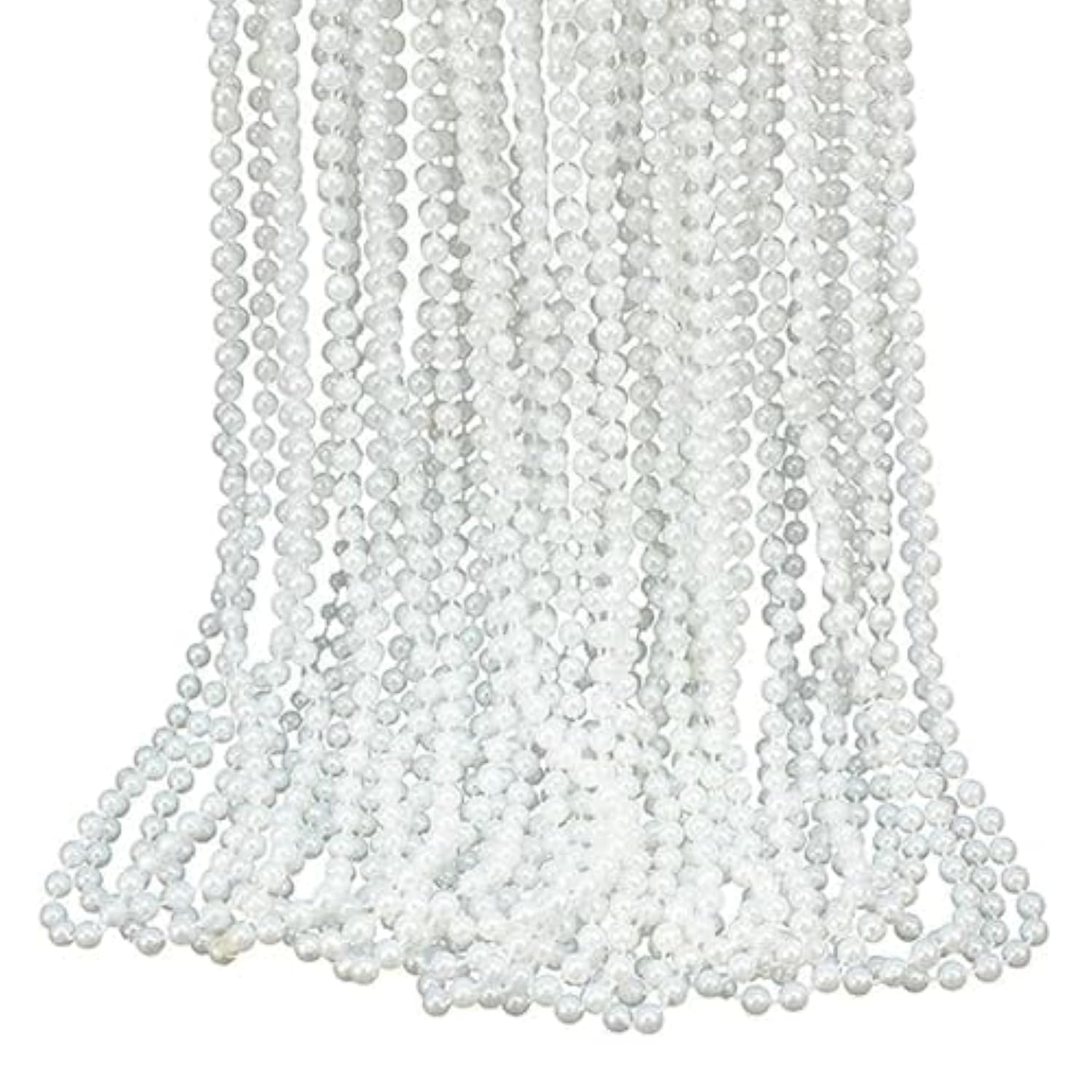 24 Pcs 7Mm White Pearl Bead Necklaces, Bulk Faux Pearl Necklaces, Mardi Gras Beaded Necklaces For Wedding, Birthday, Tea Party Favors, Gatsby Theme Decorations