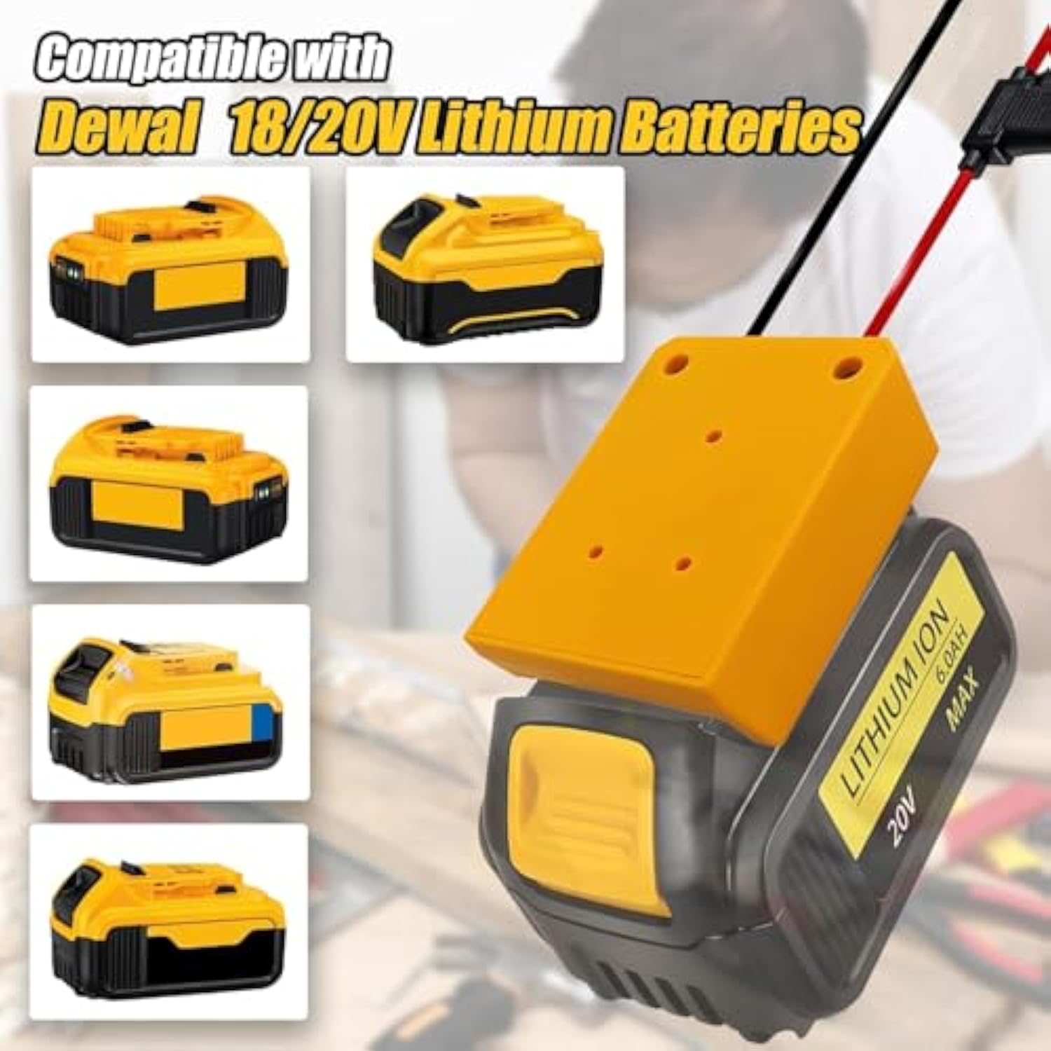 2 Pack Power Wheel For Dewalt 20V Battery Adapter, Power Wheels Battery Converter Kit With Fuses & 14Awg Wire & Control Switch Use For Diy Ride On Cars, Modified Rc Toys, Rc Truck, Robotics