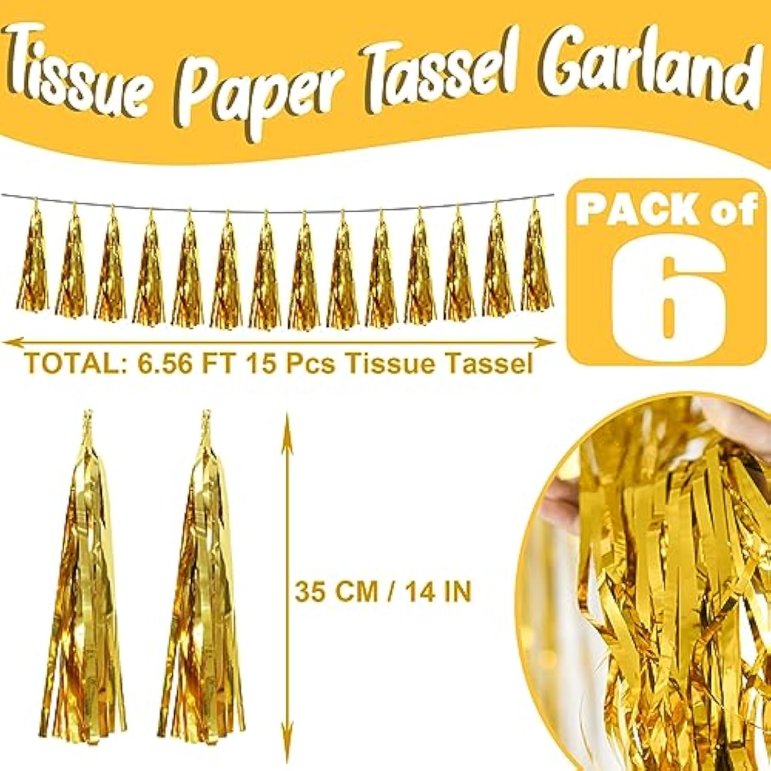 6pcs Gold Tassel Garland Party Decorations Parade Floats Wedding Birthday