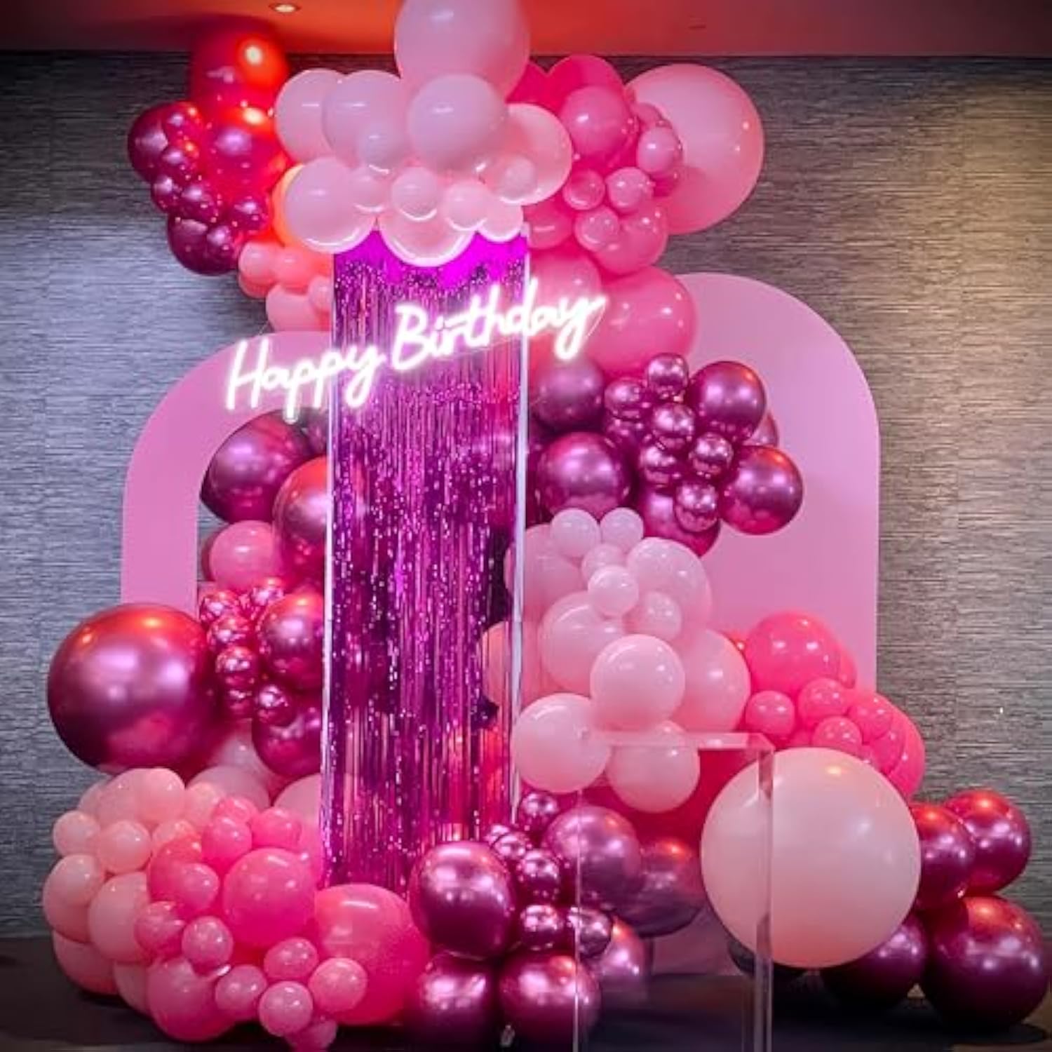 Pink Balloons, 12 Inch Metallic Hot Pink Chrome Magenta Heart Balloons Birthday Party Decorations, Baby Confetti Balloon For Valentines Day Girls Happy Birthday Decoration Princess Party