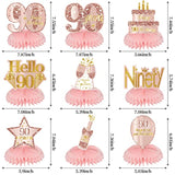 Pink Rose Gold 90Th Birthday Honeycomb Centerpieces Decorations For Wo