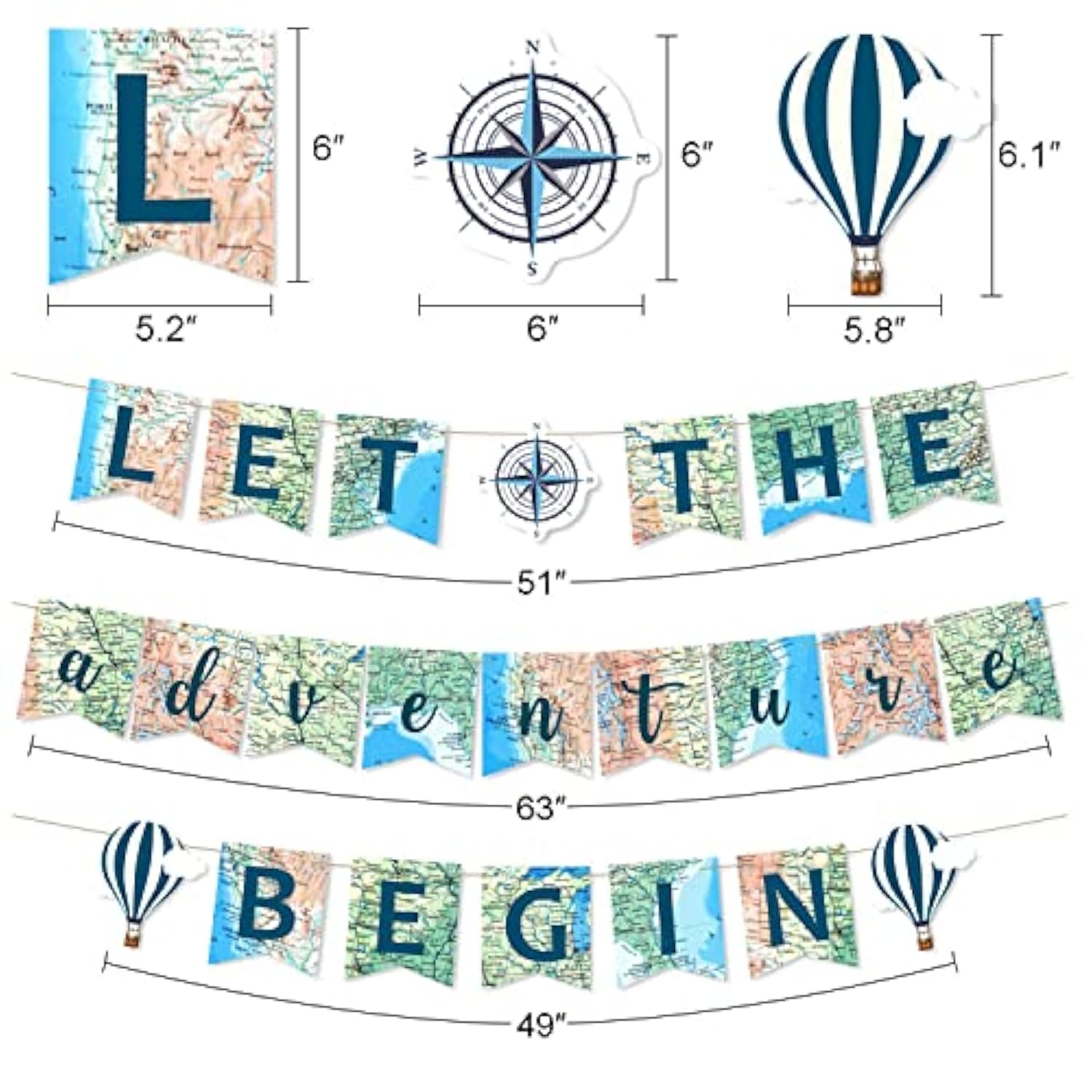 Let the Adventure Begin Banner - Travel Themed Decorations for Parties & Farewells
