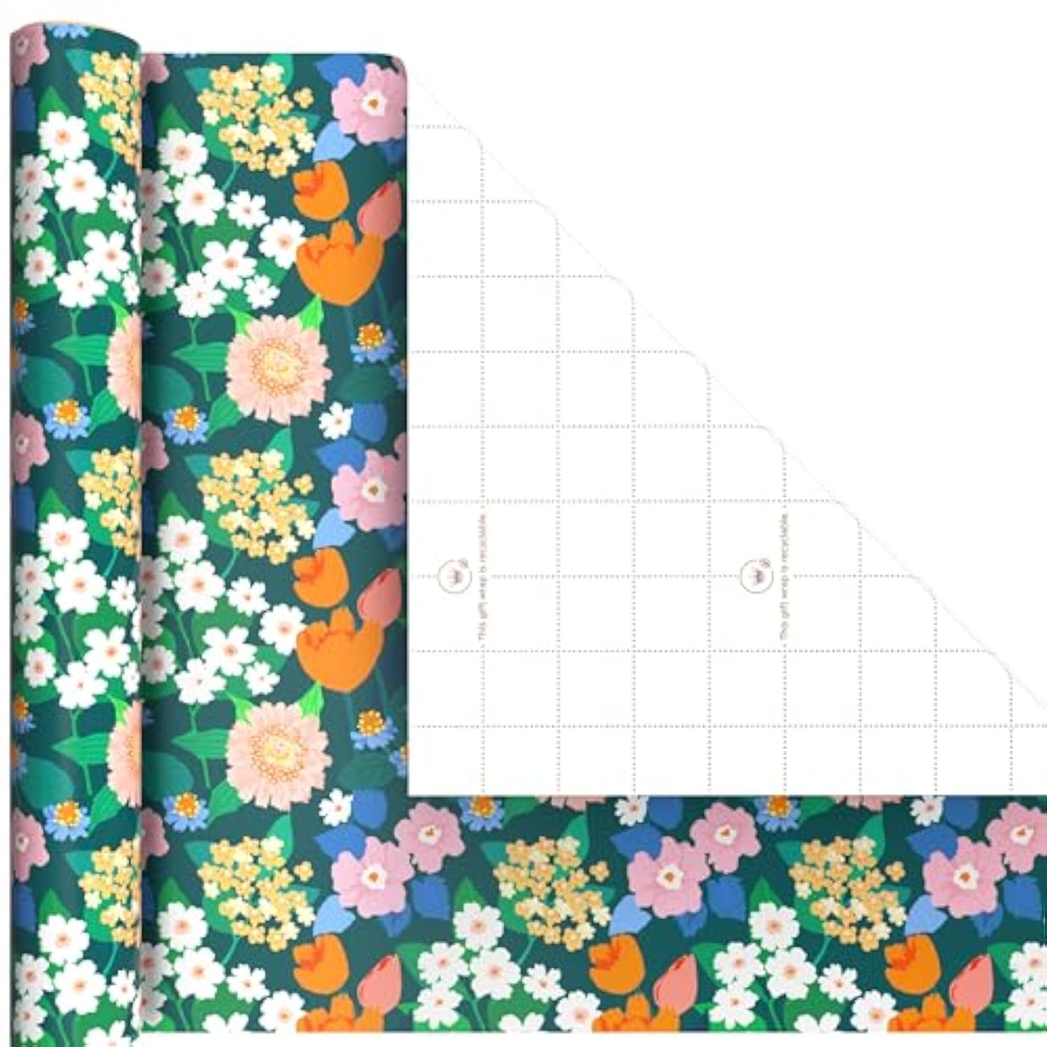 Hallmark Wrapping Paper Mini Rolls, 3-Pack (Stripes, Wildflowers, Pink Polka Dots) for Birthdays, Mother's Day, Bridal Showers, Any Occasion - 45 Sq. Ft. Total