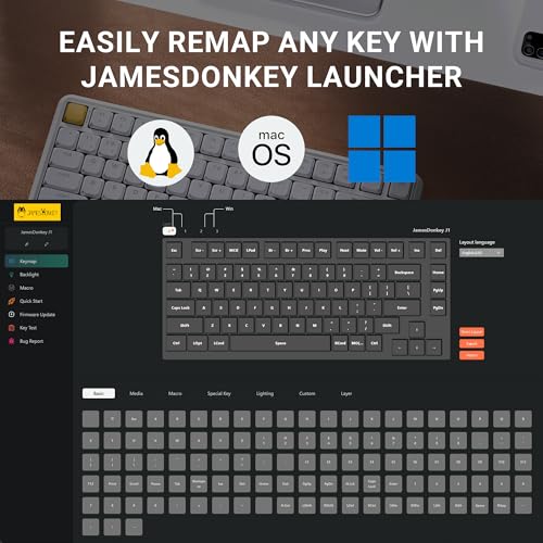 J1 Low-Profile Wireless Mechanical Keyboard - Qmk/Via Rgb Backlit, 2.4G/Bluetooth/Usb-C Triple Mode, 75% Layout Pbt Keycaps, Brown Tactile Switch, Mac/Win/Linux Compatible - Black