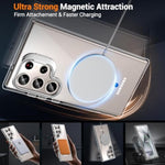 Magnetic Designed For Samsung Galaxy S24 Ultra Case, With [2Pcs Screen Protector+Lens Protectors] Shockproof Antiscratched Kickstand Phone Case,Black/Clear