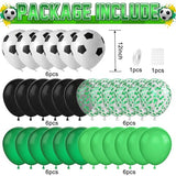 30 Pcs Green Black Soccer Balloons, 12 Inch Soccer Print Balloon Set
