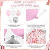 122 Pcs Christmas Balloon Garland Kit with Pink Silver and Foil Snowflake Balloons
