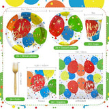 Balloon Birthday Paper Plates Napkins and Cups, Foks Gold Foil Happy Birthday Disposable Party Dinnerware Decorations Serve 24