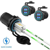 [2 Pack] 12V Dual Usb Quick Charger 3.0 Port Waterproof Power Outlet With Power Switch For Car, Golf Cart, Boat, Marine, Bus, Truck, Rv, Motorcycle