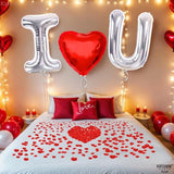 , Silver I Love You Balloons For Him - Big 40 Inch | Red Heart Balloon