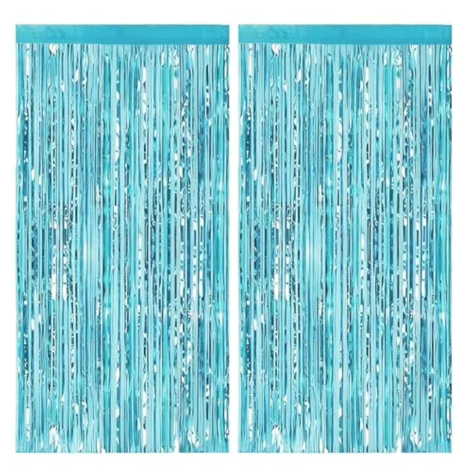 2 Pack Light Blue Tinsel Backdrop - 3.28 Ft X 6.56 Ft Fringe Backdrop, Glitter Foil Fringe Curtains For Party Decorations, Birthday, Bachelorette, Graduation, Wedding (Light Blue, 2 Pack)