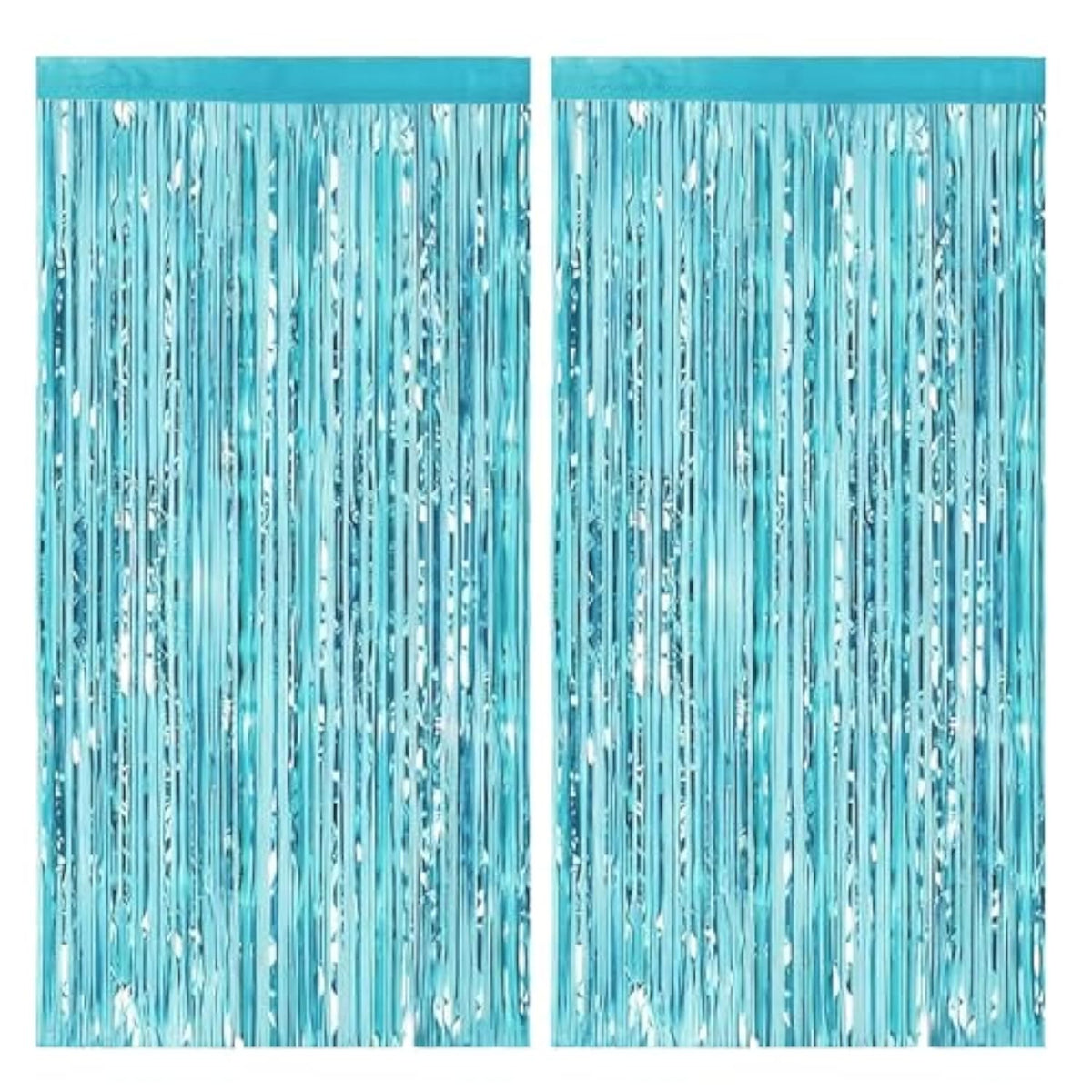 2 Pack Light Blue Tinsel Backdrop - 3.28 Ft X 6.56 Ft Fringe Backdrop, Glitter Foil Fringe Curtains For Party Decorations, Birthday, Bachelorette, Graduation, Wedding (Light Blue, 2 Pack)