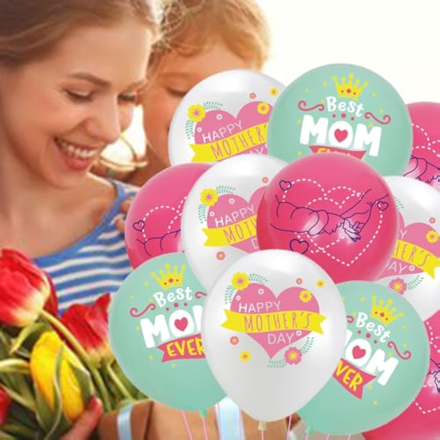 Mother'S Day Balloons Mothers Day Party Decorations Happy Mother'S Day Latex Balloons Mom Balloon For Mothers Day Themed Party Decorations Arch Decor Supplies Party Balloon Set 12Pcs