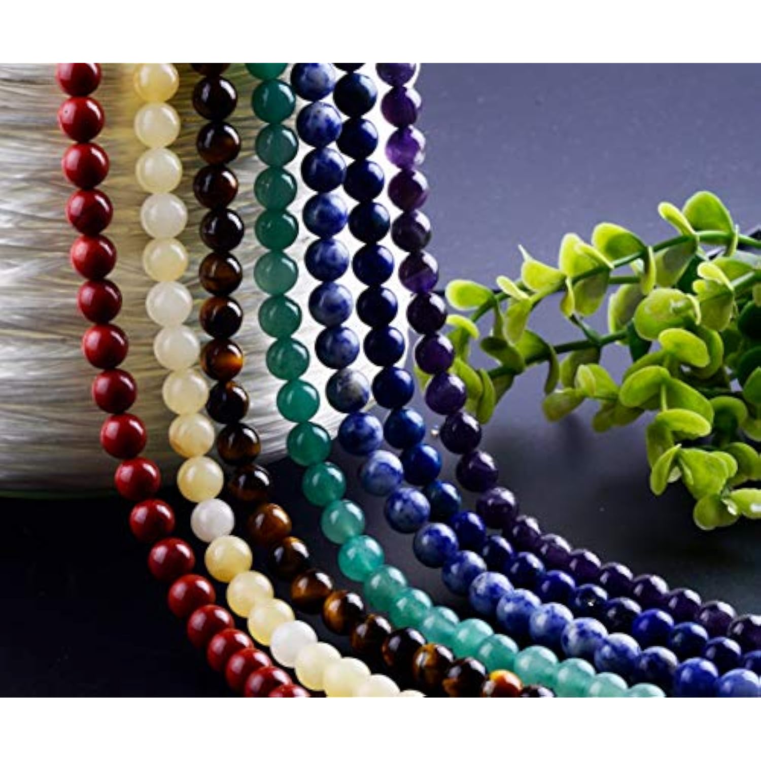 100pcs 8mm 7 Chakra Natural Stone Beads for DIY Bracelets & Jewelry