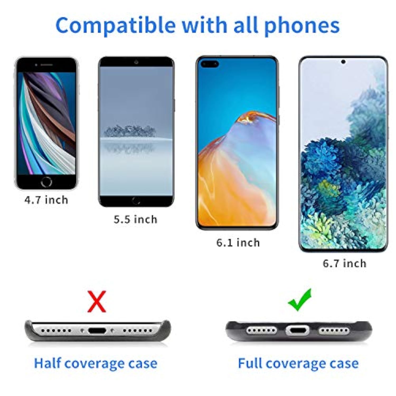 Phone Lanyard- 2-Pack Adjustable Neck Strap, 4× Pad With Adhesive, Nylon Cell Phone Lanyard Compatible With All Smartphone