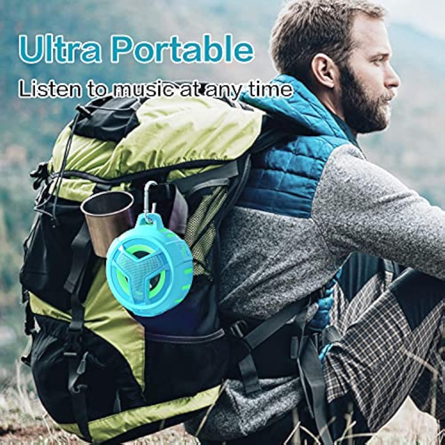 Waterproof Bluetooth Shower Speaker, Ipx7 Floating Portable Wireless Small Speakers, 24H Playtime With Rgb Light For Kayak, Beach, Pool Accessories, Gifts For Unisex -Sky Blue