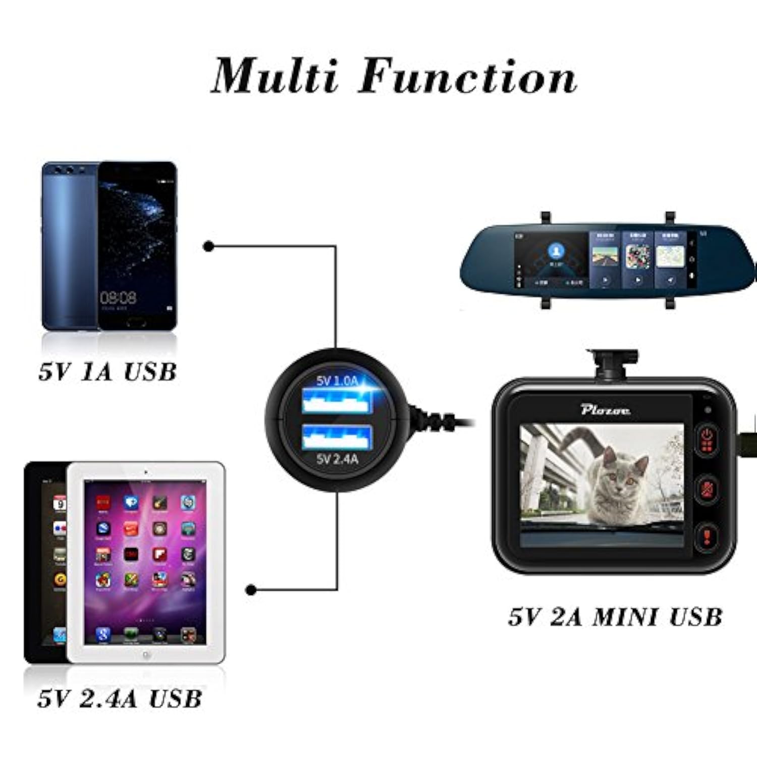 Dash Cam Charger, Car Dash Cam Usb Power Cable Cord Vehicle Charging Adapter For Gar 'Min Gps Nuvi?Mirror Cam?Dash Cam Power Cable(Mini Usb 11.5Ft)