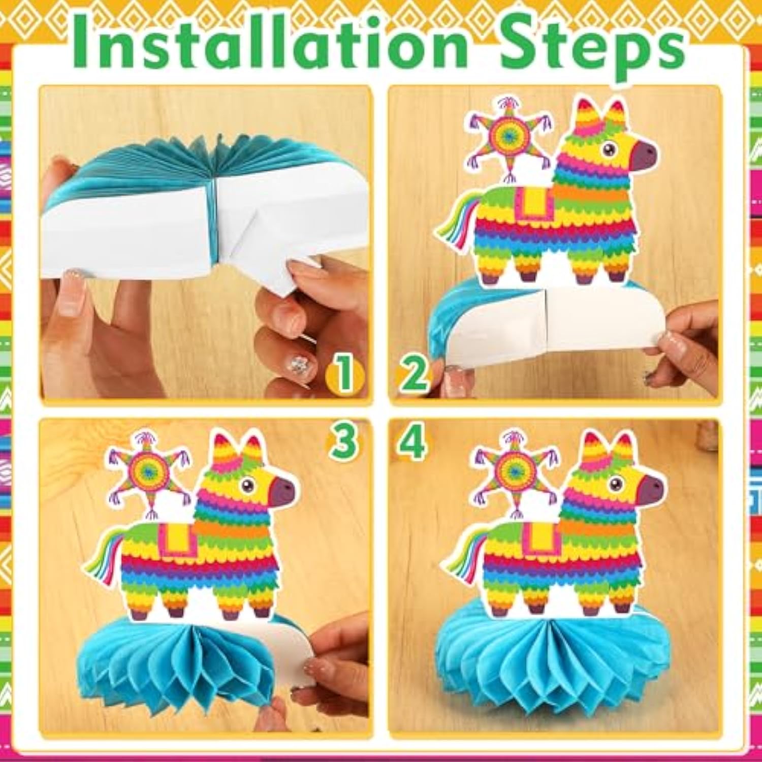 9Pcs Fiesta Party Decorations Mexican Party Honeycomb Table Centerpiece Cinco De Mayo Party Table Decoration Honeycomb For Taco Party Mexican Themed Party Birthday Day Of The Dead Supplies