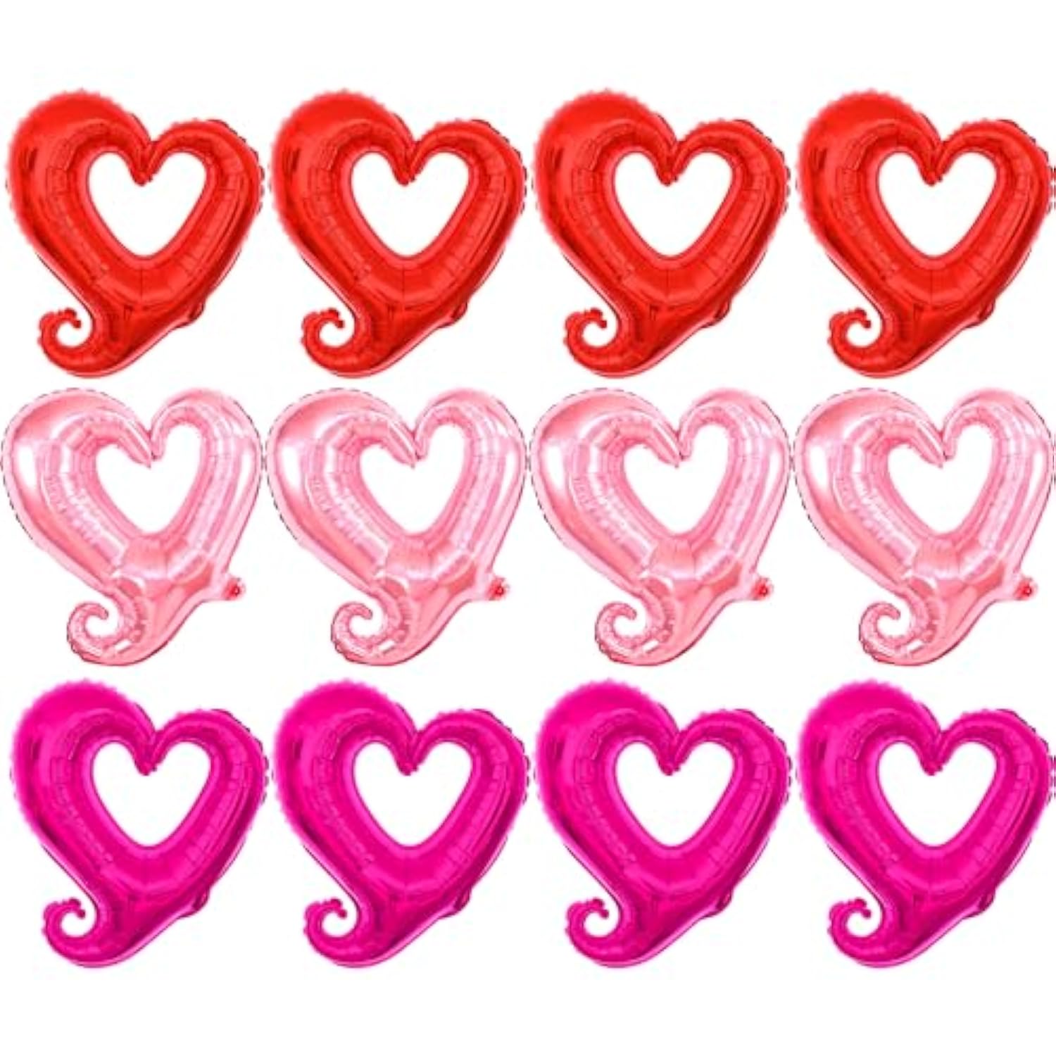 Pink And Red Heart Balloons - 18 Inch, Pack Of 12 | Heart Shaped Balloons For Valentine'S Day Decorations