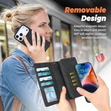 Leather Wallet Case for iPhone 17 Pro Max with 11 Card Holders, Black