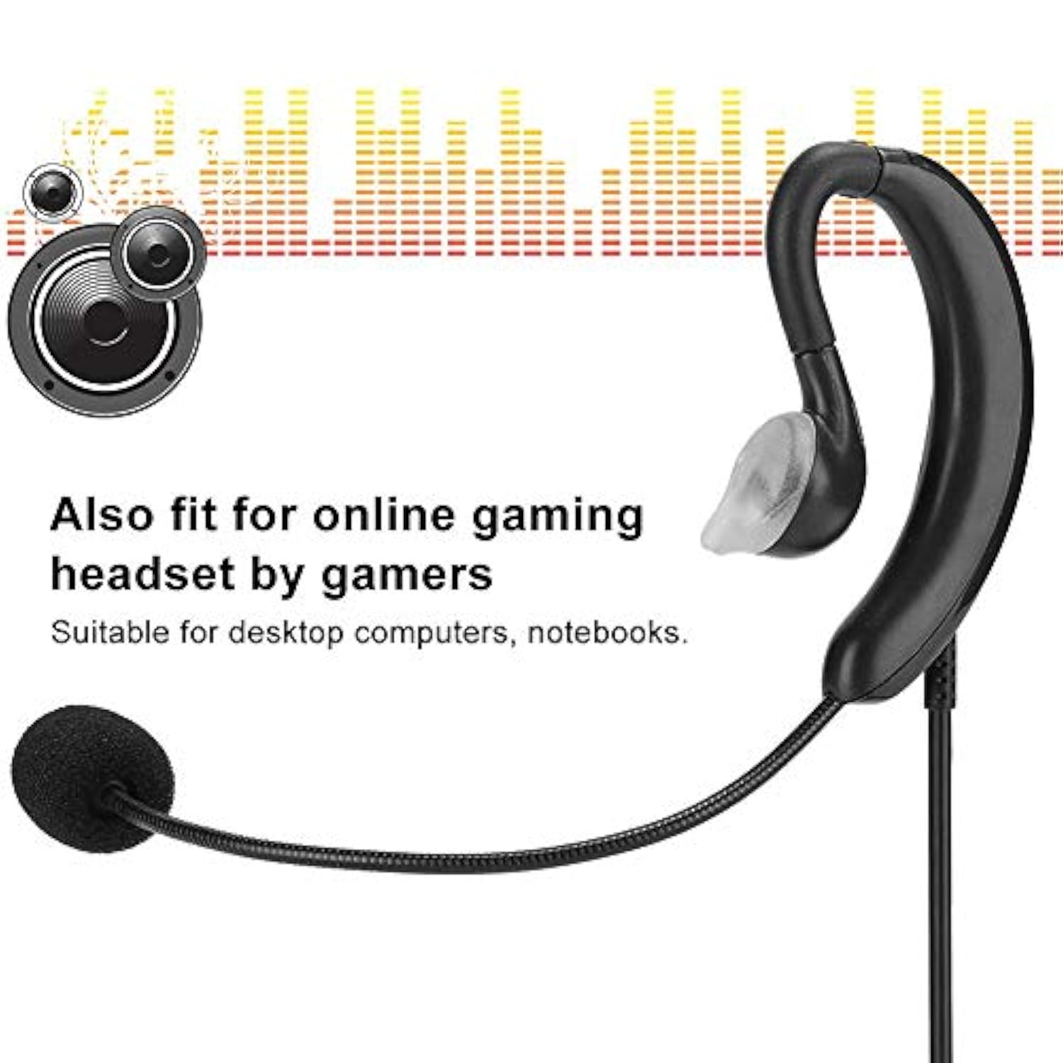 Ear Hook Type Headset, Usb Single Wire Headphone Computer Ear Hook Earpiece Support One Key Mute Volume Adjustment Suitable For Desktop Computer Laptop