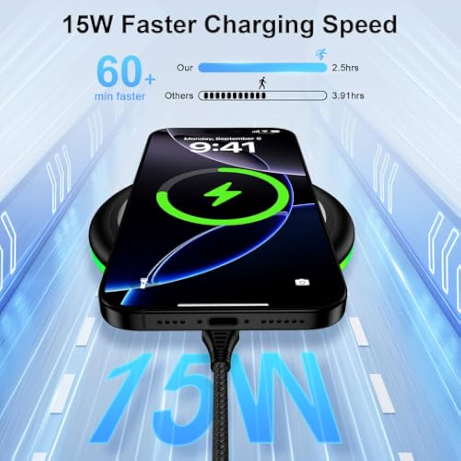 S25 Edge Android Wireless Charger Pad For Samsung Galaxy S25 Ultra S25 Plus S24Fe S24 Ultra S23 Z Fold/Flip 7,15W Fast Charging Station For Iphone 16E 16 Pro Max 16 Plus 15,Google Pixel 9A 9 Pro Xl 8
