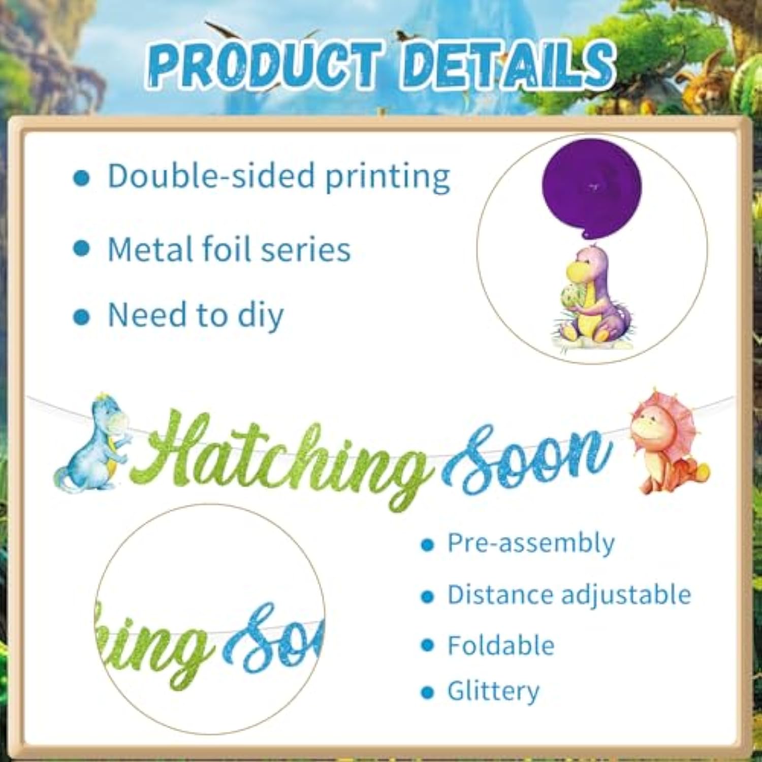 Dinosaur Baby Shower Decorations - 22Pcs Hatching Soon Baby Shower Decorations Hatching Soon Banners Hanging Swirls Cupcake Toppers Dino Themed Gender Reveal Supplies Dinosaur Party Decor