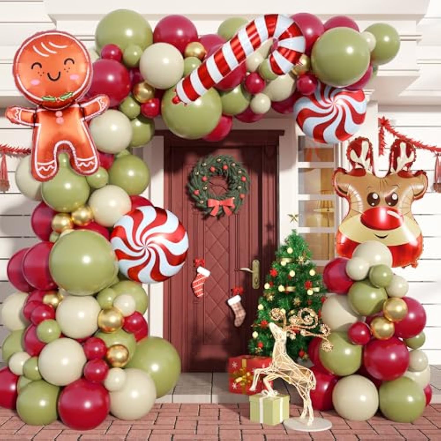 Christmas Balloon Garland Arch Kit 103pcs Green Red White Holiday Decor