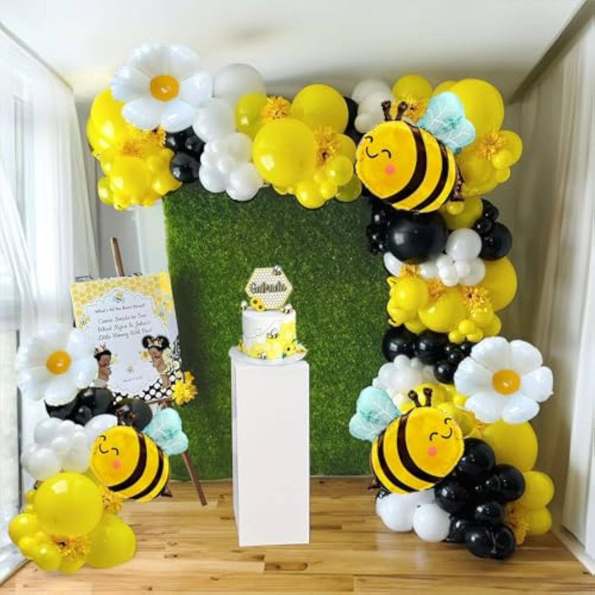 Bee Balloon Garland Kit – Mylar & Daisy Balloons for Gender Reveal & Baby Shower