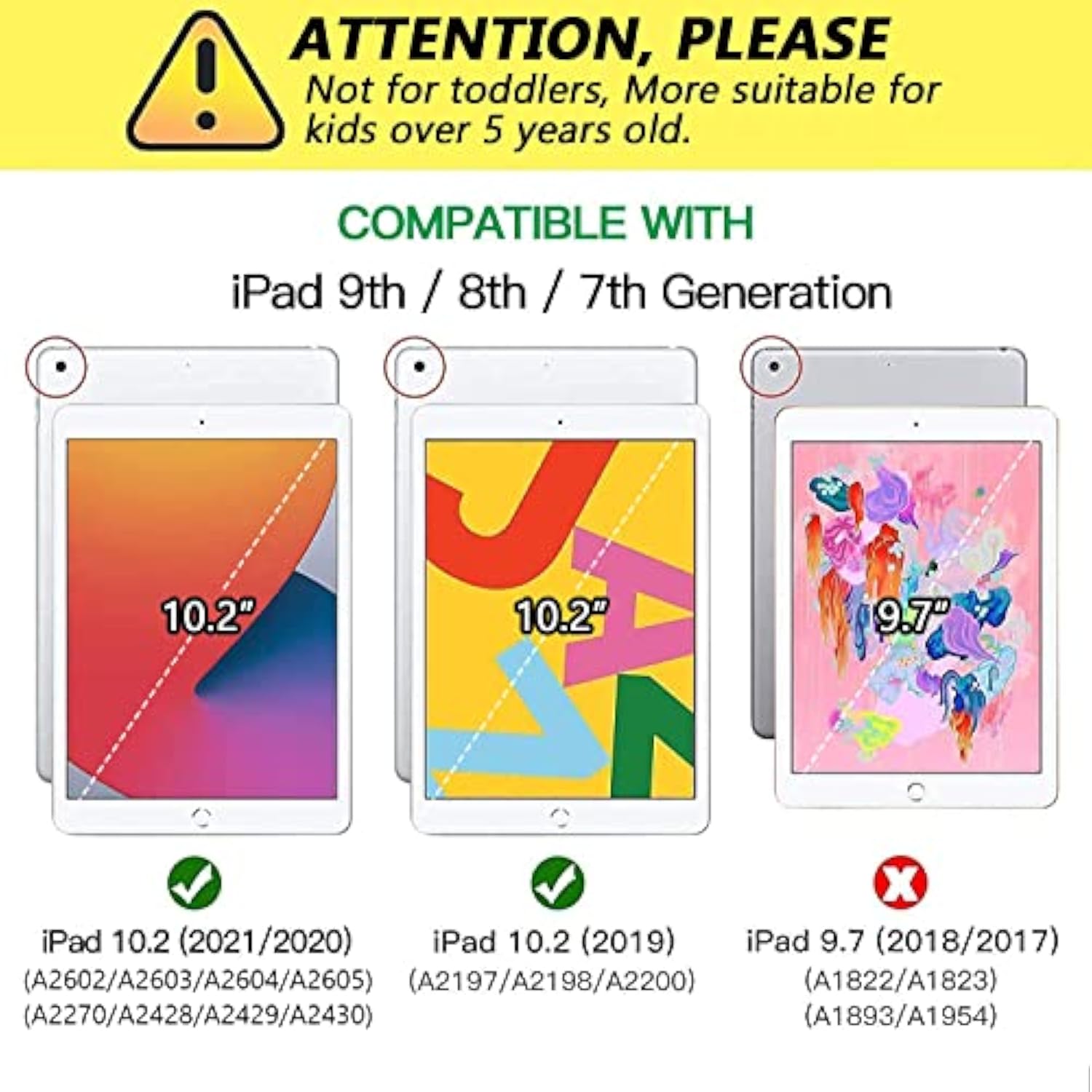 For Ipad 9Th Generation Case, Ipad 8Th/7Th Generation Case 2021/2020/2019, Hea
