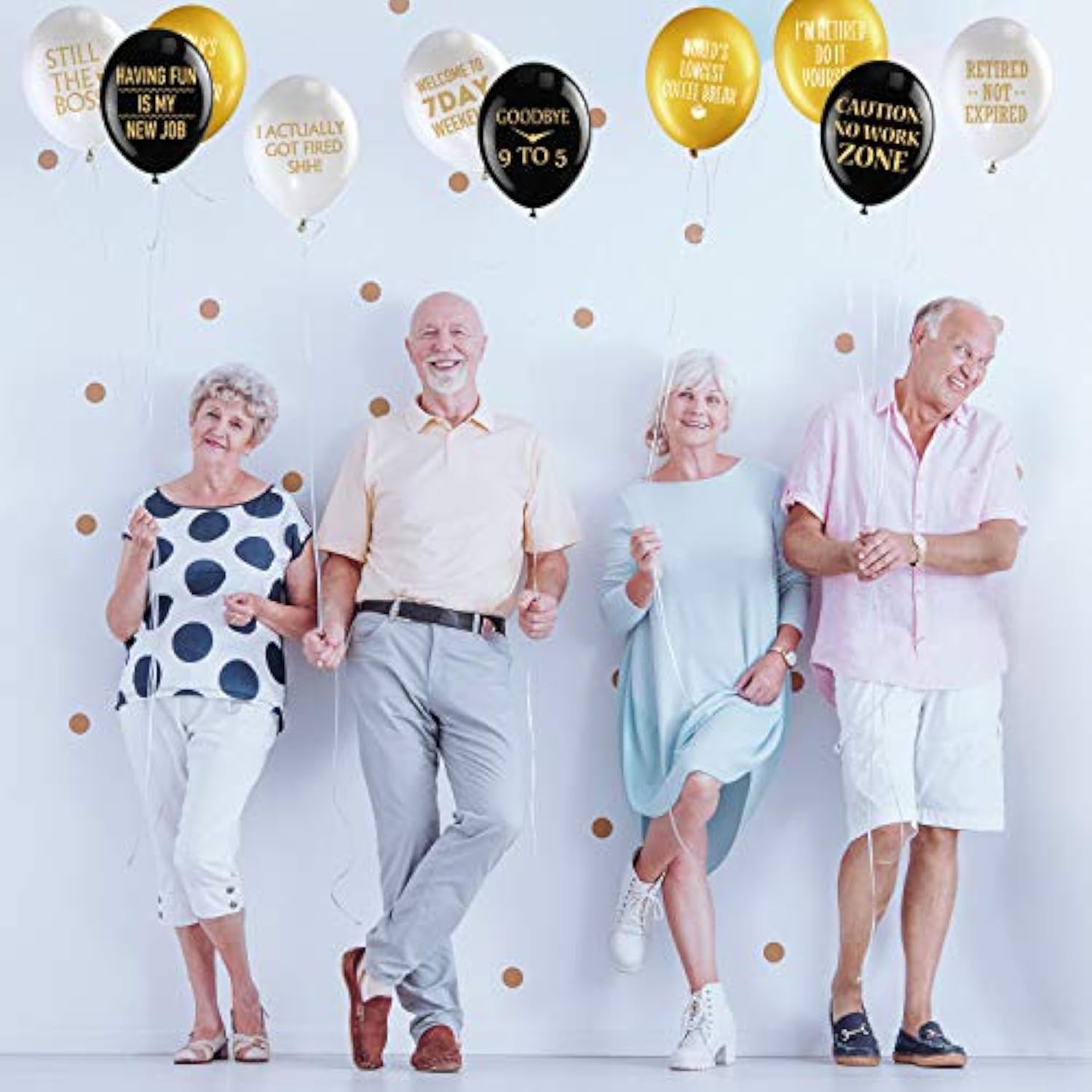 48 Pieces 12 Inches Retirement Balloons Decoration Happy Retirement Supplies Fun Black Gold Latex Balloons For Men And Women Resignation Party Decoration Indoor Outdoor(Black, White, Gold)