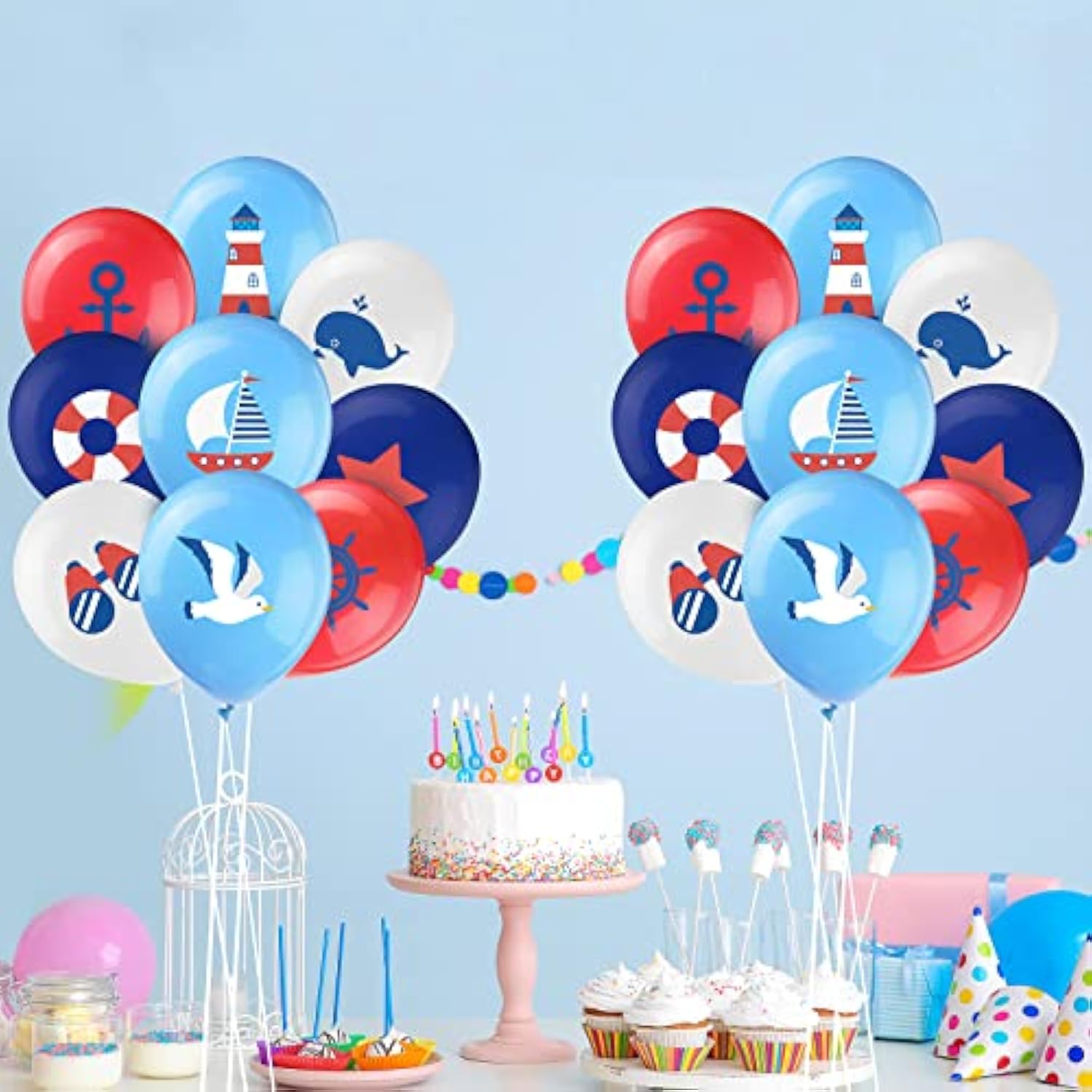 45 Pcs Nautical Balloons with Anchors & Sailboats for Kids’ Parties