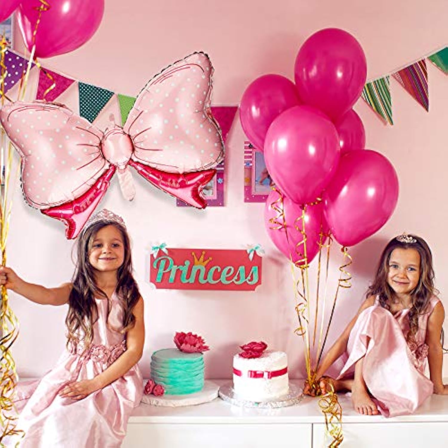 12 Pieces Bow Balloons Mouse Party Decoration Bowtie Pink Balloon Jumb