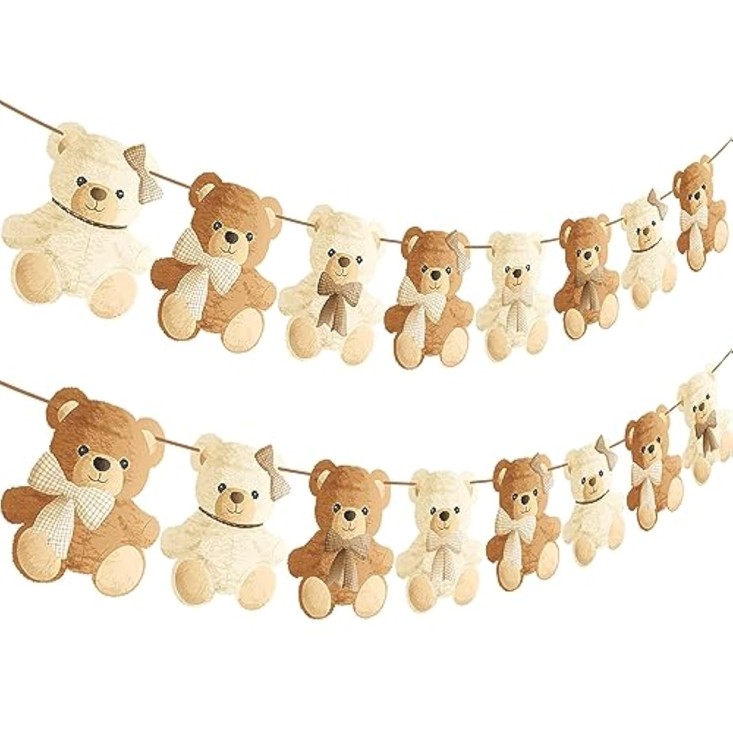 2Pcs We Can Bearly Wait Baby Shower Banner & Garland Decorations - Teddy Bear Theme For Gender Reveal Party