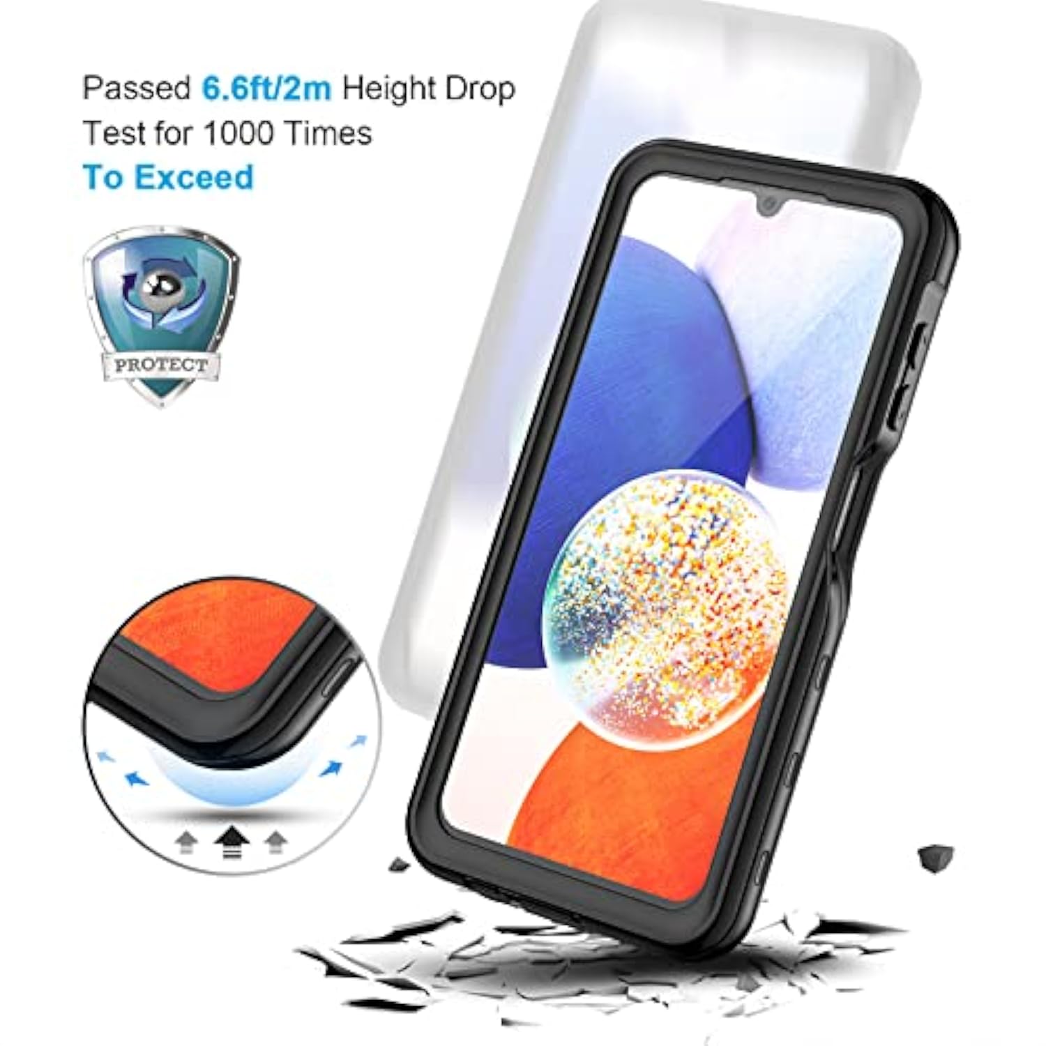 For Samsung Galaxy A14 5G Case, Ip68 Waterproof Dustproof, Built-In Screen Protector, Heavy Duty Full Body Protective Phone Case For Galaxy A14 5G, Black/Clear