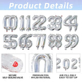 20pcs Silver Number Balloons 0-9 Foil Birthday Anniversary Graduation Decor