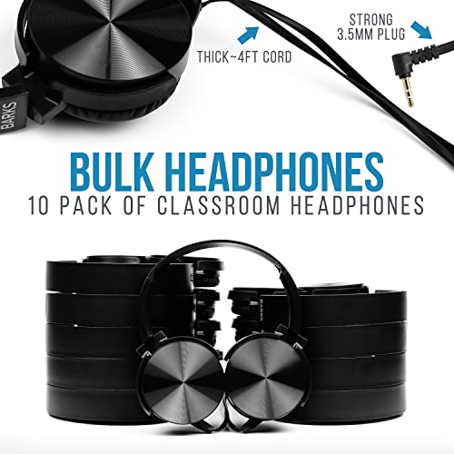 Classroom Headphones (10 Pack): On-Ear Premium Student Bulk Headphones: Perfect for Kids, Grades K-12, Schools & for Class Sets (Great Value,