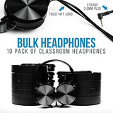 Classroom Headphones (10 Pack): On-Ear Premium Student Bulk Headphones: Perfect for Kids, Grades K-12, Schools & for Class Sets (Great Value,