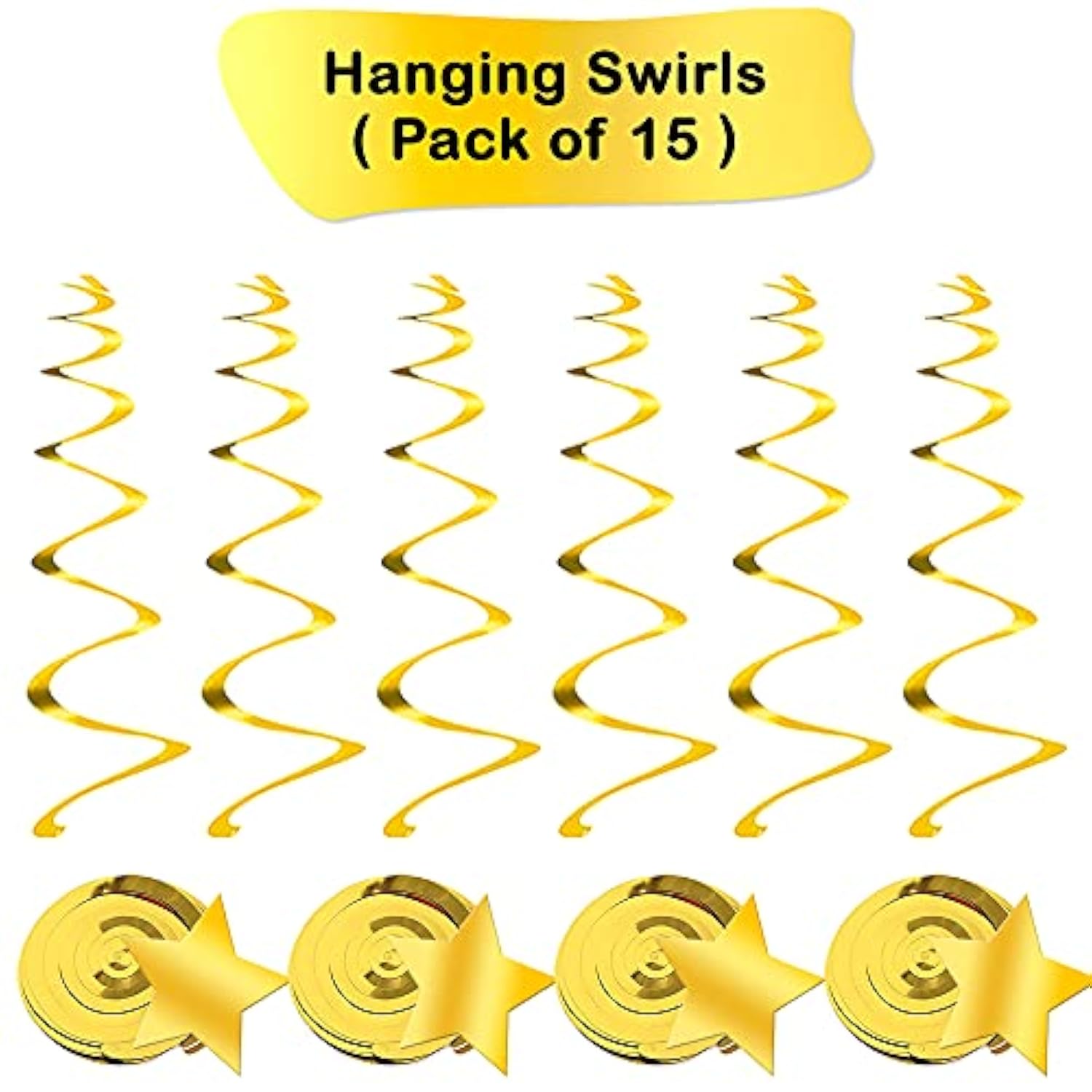 30-Pack Gold Star Hanging Swirls Party Decorations New Years Eve 2026