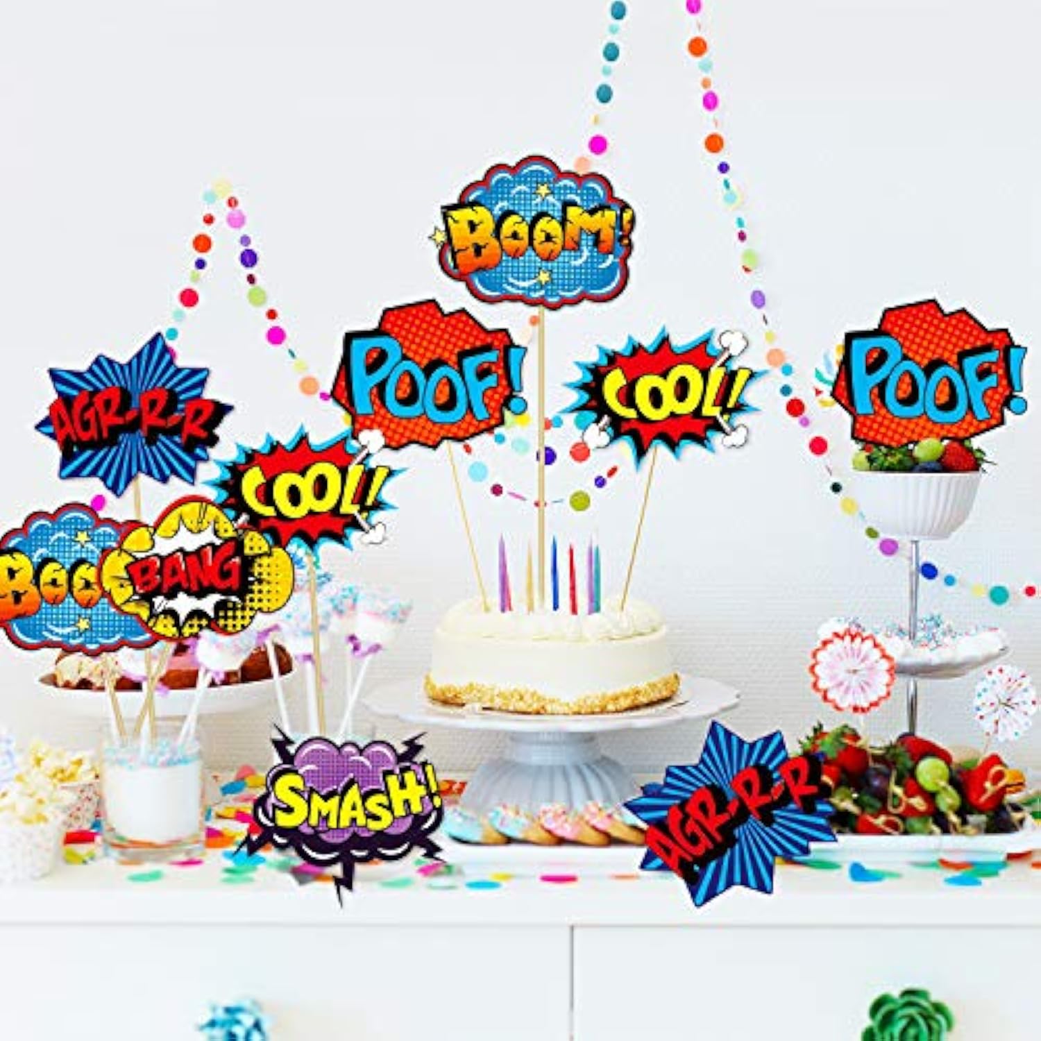 30 Pieces Hero Themed Party Decorations, Fun Hero Sign Cutouts Signs Paper Cardboard Cutouts
