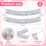 4 Pcs 2 Tier Iridescent Fringe Tinsel Chandelier 5 Ft Iridescent Fringe Banner Shimmering Foil Party Disco Ball Decor Shiny Ceiling Banner For Wedding Birthday 1920S Themed Parties(Silver)