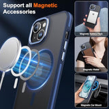 For Iphone 15 Case, Iphone 15 Phone Case With 2 Tempered-Glass Screen Protectors [Compatible With Magsafe][Military-Grade Protection] Shockproof Slim Fit Phone Case For Iphone 15 Case, Blue